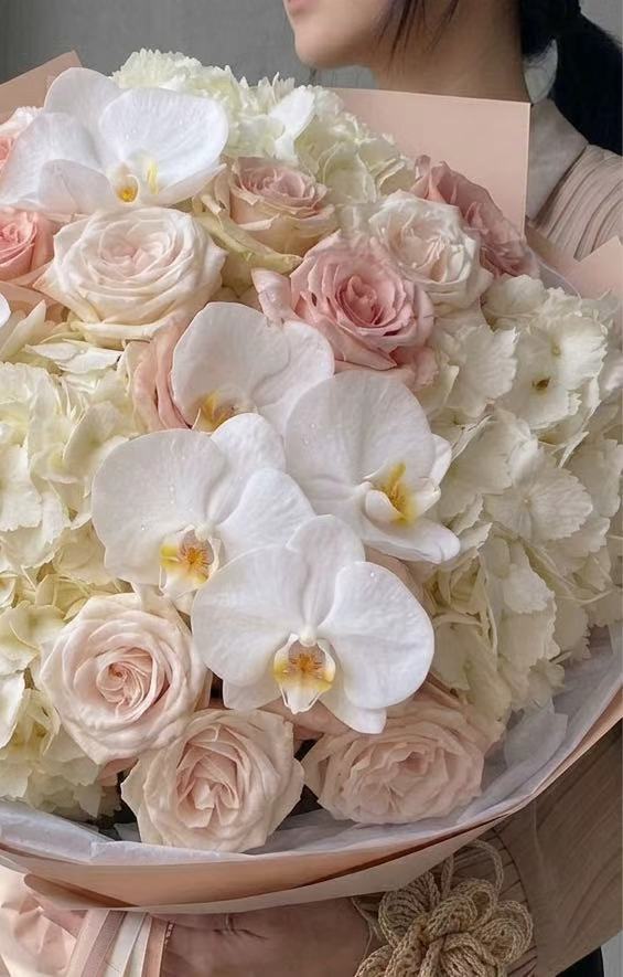 First Light — Blush & White Rose Bouquet