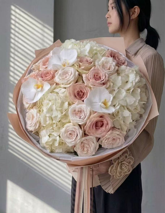 First Light — Blush & White Rose Bouquet