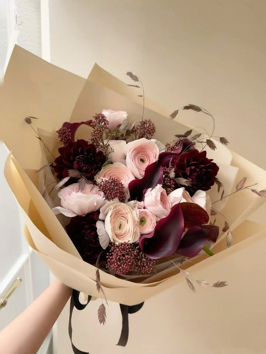 Dark Romance — Burgundy & Pink Bouquet