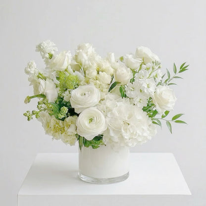 Ivory Grace — White Rose & Hydrangea Vase