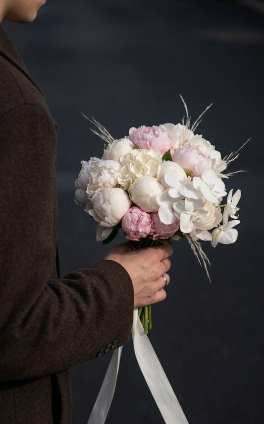 The Answer — White Peony Bridal Bouquet