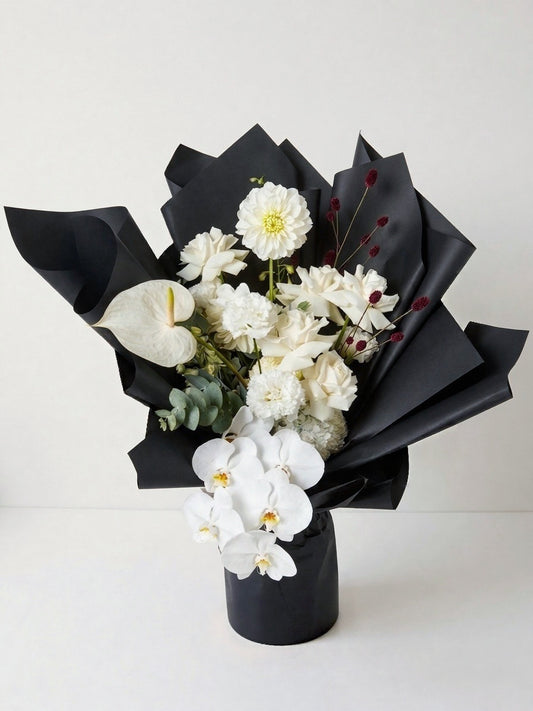 Quiet Dark — White Flower Bouquet