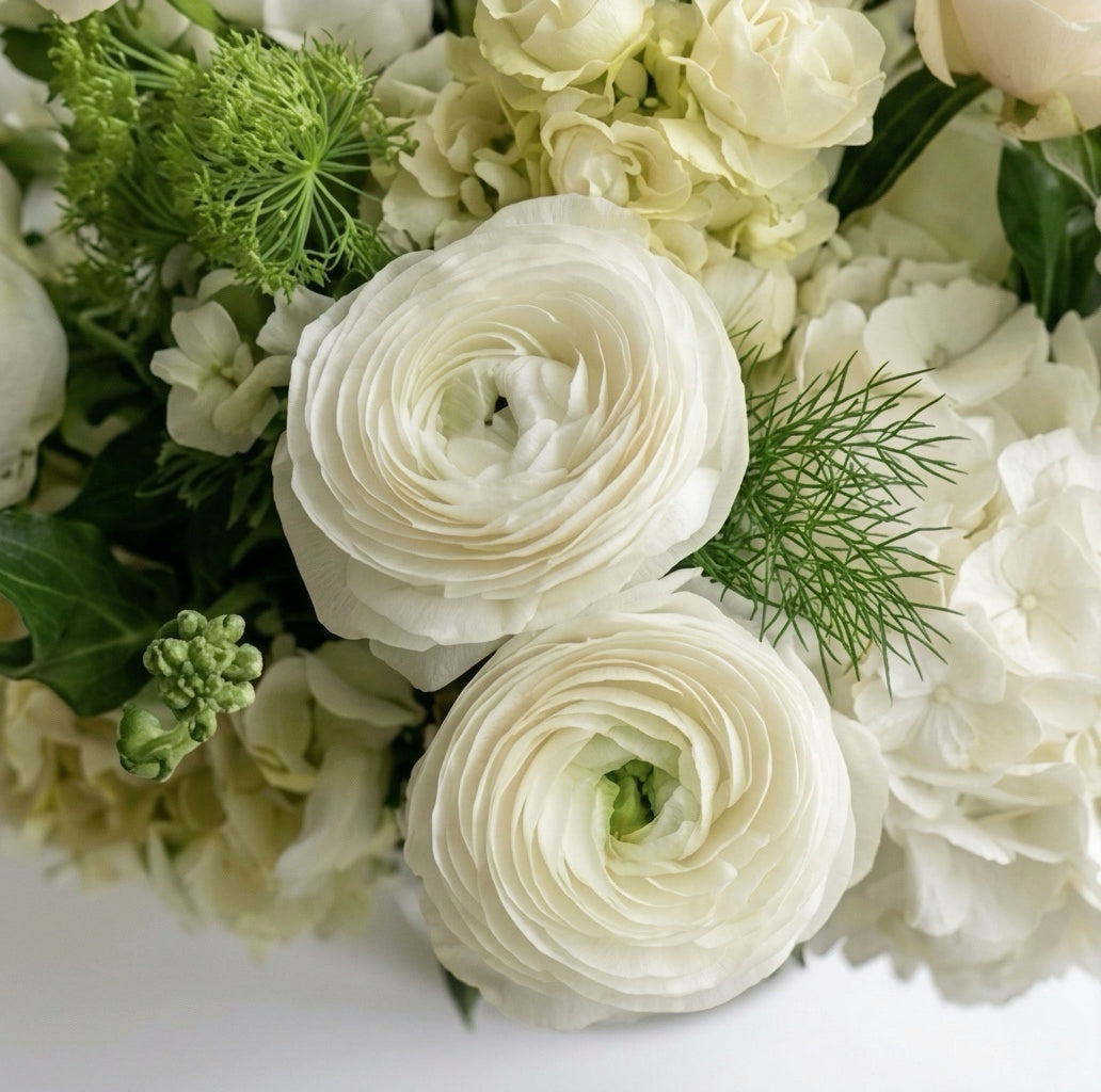 Ivory Grace — White Rose & Hydrangea Vase