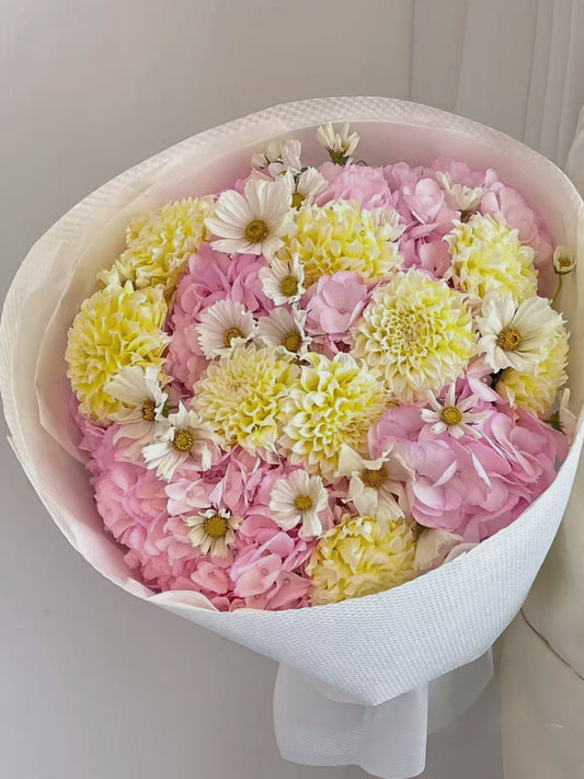 Sunlit Joy — Yellow & Pink Flower Bouquet